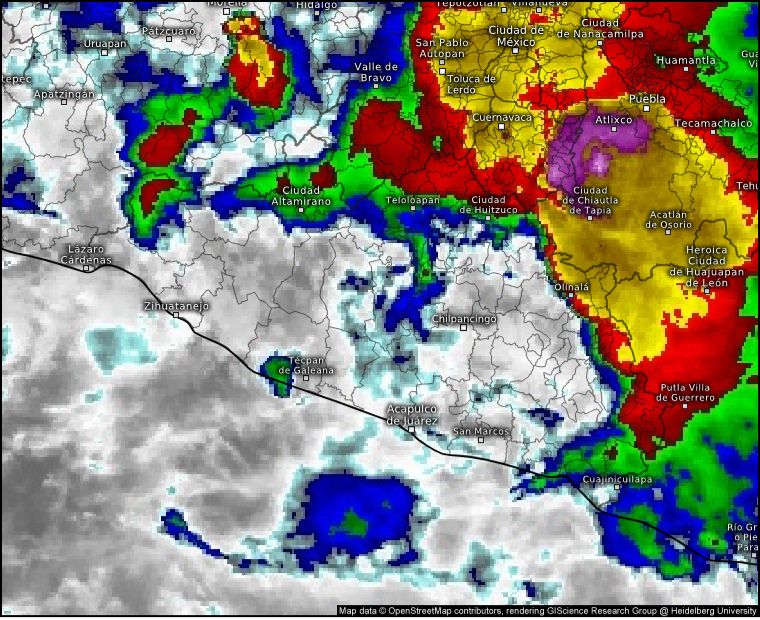 Continúa el pronóstico de lluvias fuertes para Guerrero durante la noche y madrugada Continúa el pronóstico de lluvias fuertes para Guerrero durante la noche y madrugada