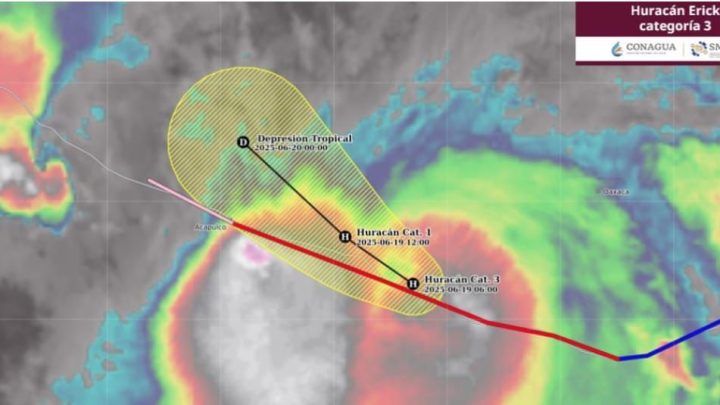 Huracán Erick toca tierra en Oaxaca como categoría 3; Guerrero mantiene alerta máxima y activa refugios temporales