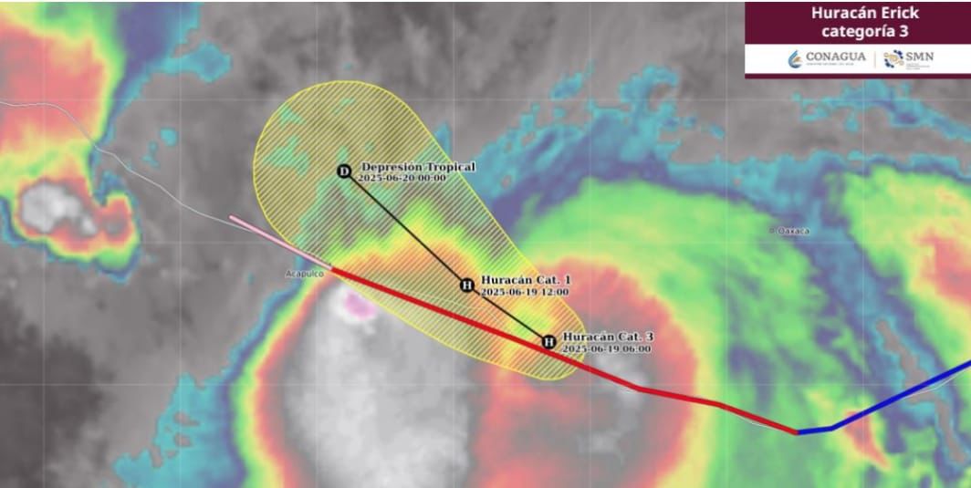 Huracán Erick toca tierra en Oaxaca como categoría 3; Guerrero mantiene alerta máxima y activa refugios temporales Huracán Erick toca tierra en Oaxaca como categoría 3; Guerrero mantiene alerta máxima y activa refugios temporales