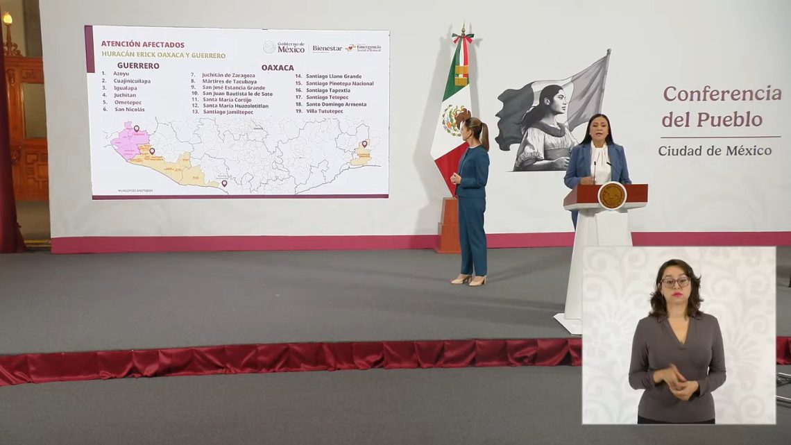Más de 27 mil familias guerrerenses afectadas por el huracán Erick fueron atendidas por el gobierno de México