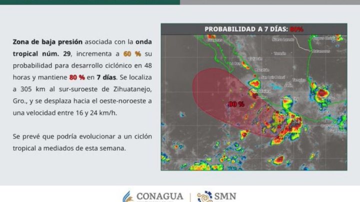 Prevén lluvias fuertes y tormentas eléctricas este lunes en Guerrero