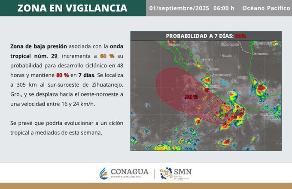 Prevén lluvias fuertes y tormentas eléctricas este lunes en Guerrero