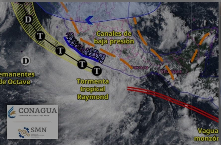 La Tormenta Tropical Raymond generará lluvia y oleaje elevado frente a las costas de Guerrero: SGIRPCGRO